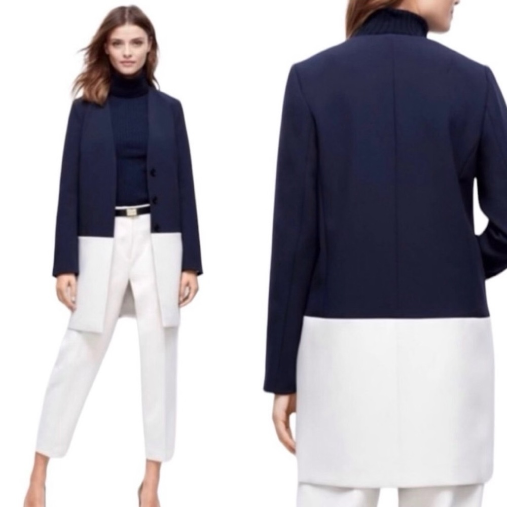 Ann Taylor Crepe Colorblock Topper Jacket - Picture 1 of 5